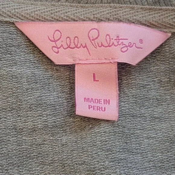 Lilly Pulitzer Womens Gray Sweater Cardigan Large L with Pockets and Thumb Holes - Picture 11 of 11